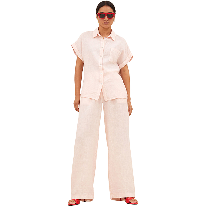 Rose linen blouse cipria pink