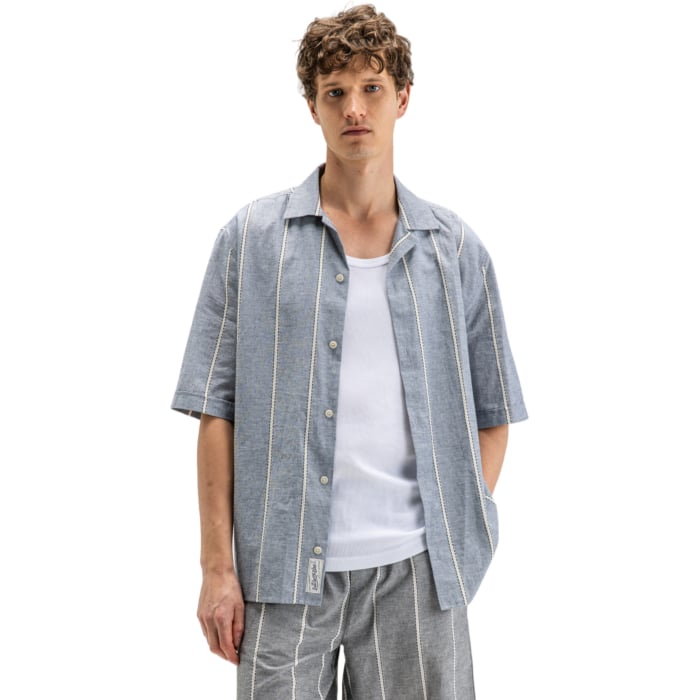 Quinn Linen Stripe Shirt Alaska Blue