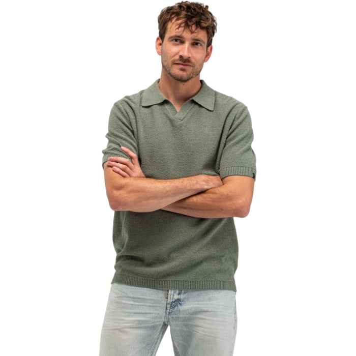 Boucle Knit Polo Jade green