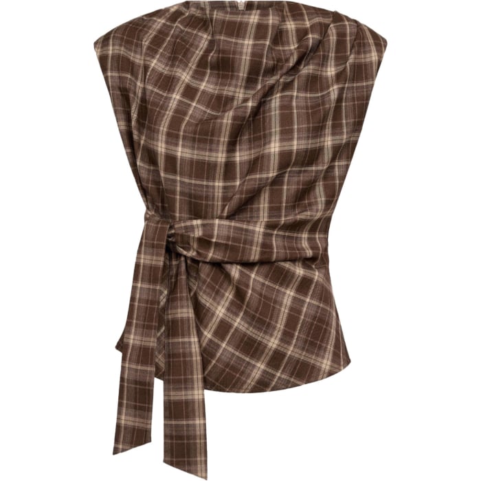DagnyCC CHeck pleat top brown