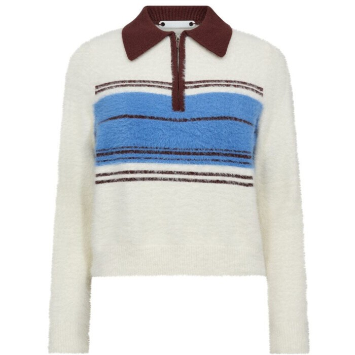 ToryCC stripe zip knit off white