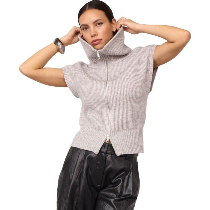 RowCC Zip Knit Vest Grey Melange