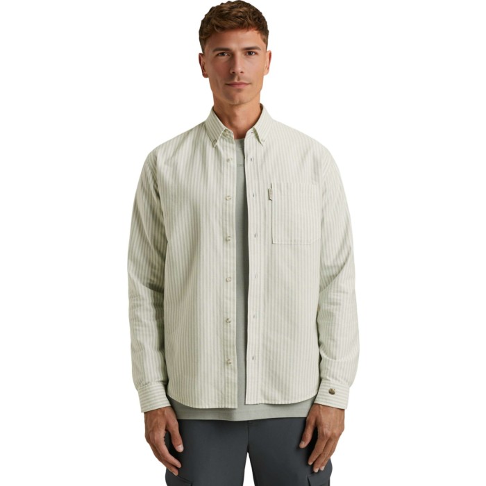 LONG SLEEVE SHIRT Oxford Stripe Puritan Gray
