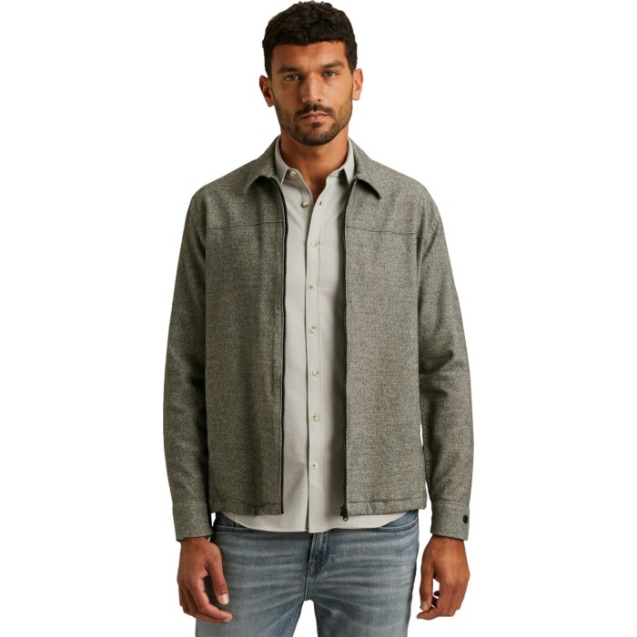 LONG SLEEVE SHIRT Brushed Wool Loo Black Sand