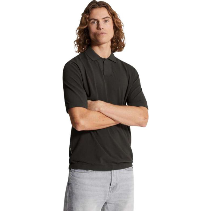 Short sleeve polo regular fit visc Black Sand