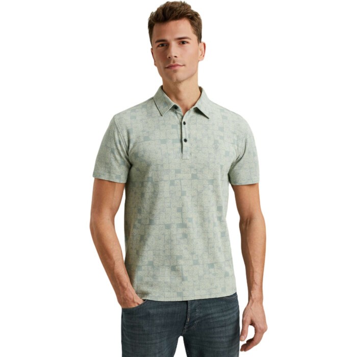 Short sleeve r-neck waffle printed Slate