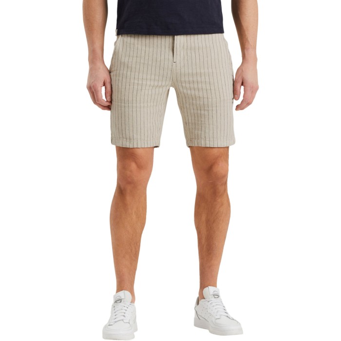 CHINO SHORTS COTTON LINEN STRIPE Silver Birch