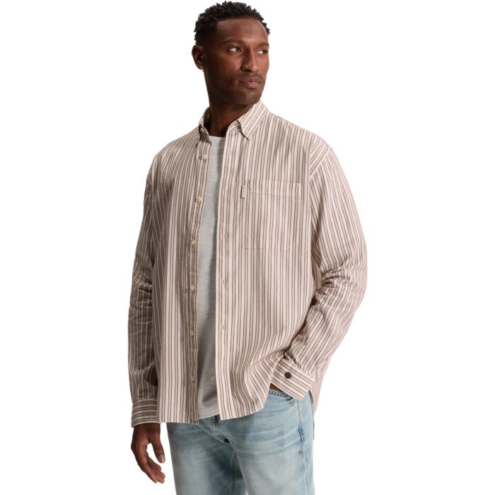 Long sleeve shirt Structure Stripe Mahogany