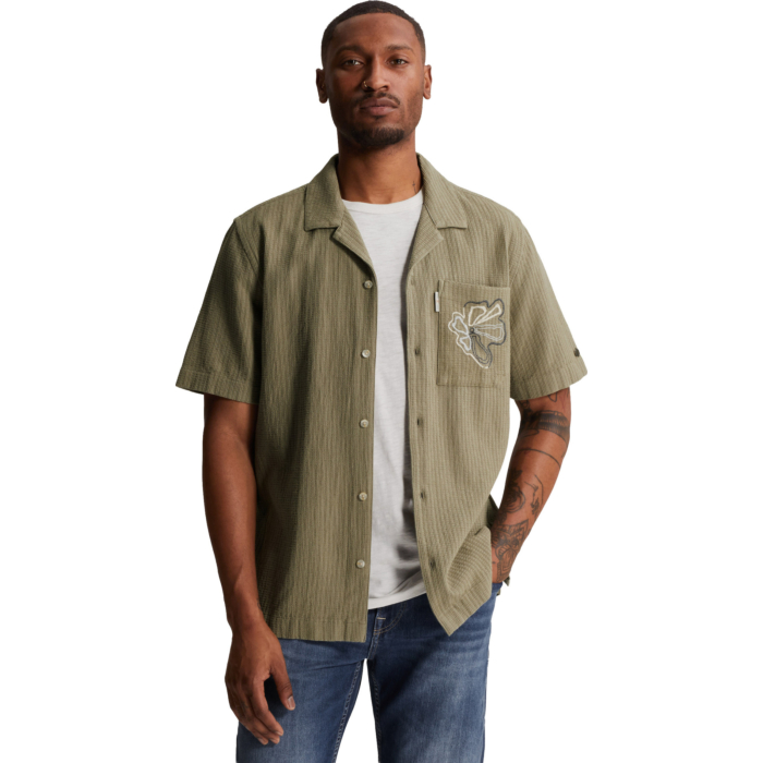Short Sleeve Shirt Yarn dye struct Vetiver