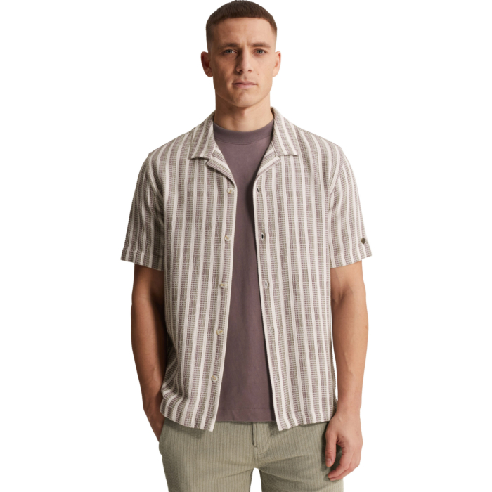 Short Sleeve Shirt Stripe new mesh Silver Birch