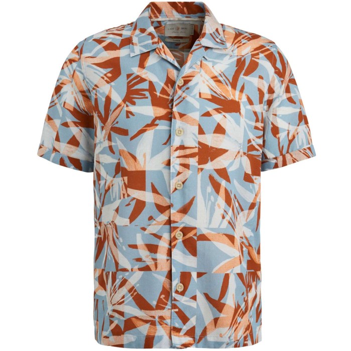 Short sleeve shirt print on tencel mountain spring
