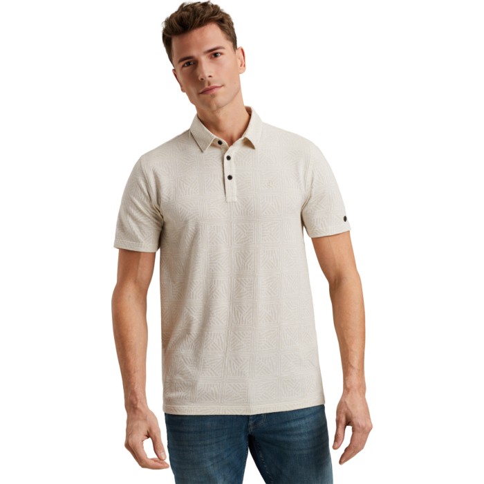 Short sleeve polo Jacquard aop Silver Birch