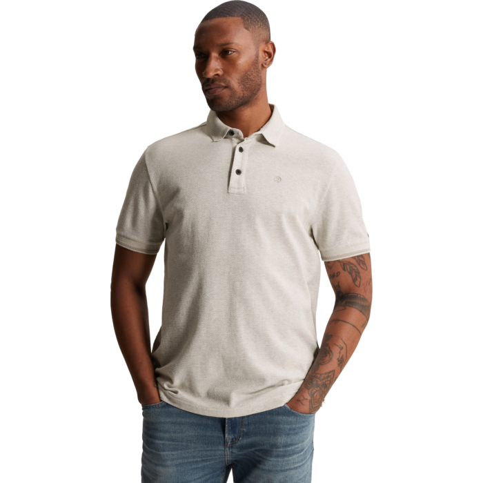 Short sleeve polo slim fit popcorn Naturel Melee