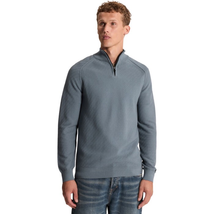 Half zip collar slim fit cotton ea Blue Mirage