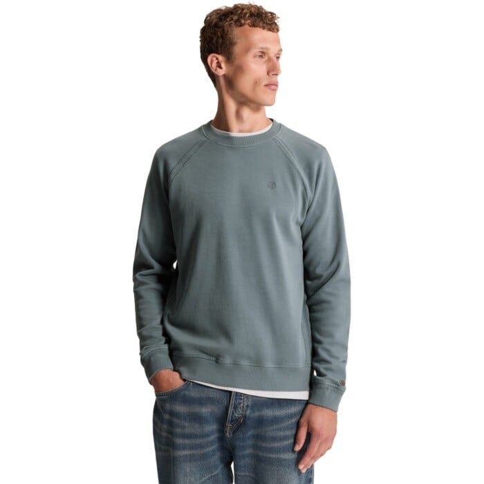 Crewneck regular fit twill Blue Mirage