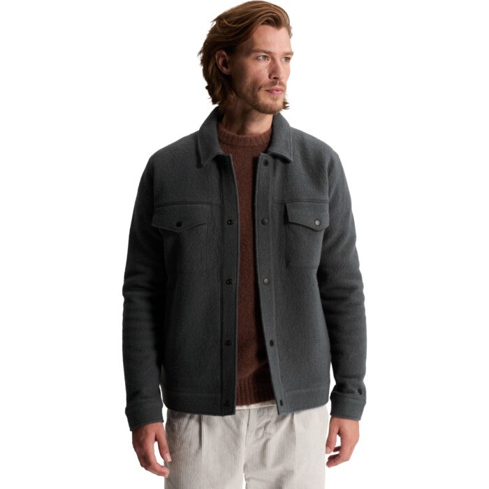 Button jacket regular fit boiled w Dark Slate