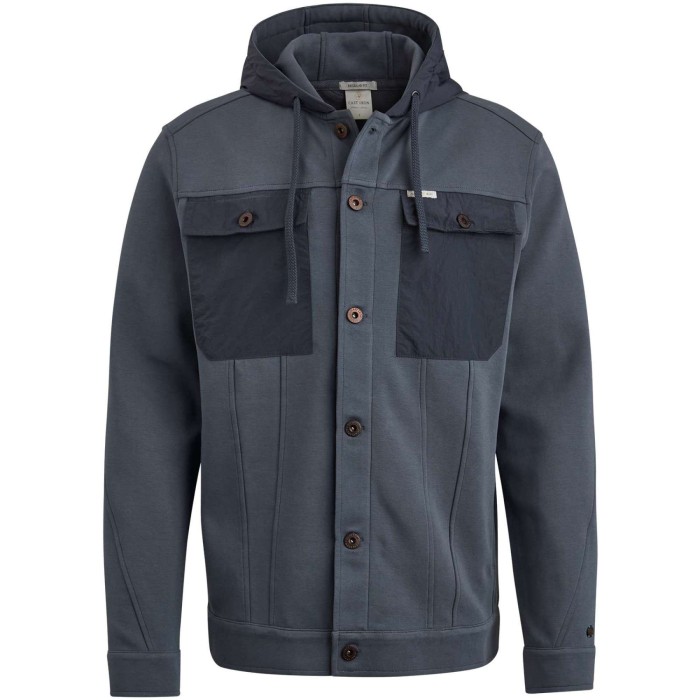 Hooded jacket cotton interlock ombre blue