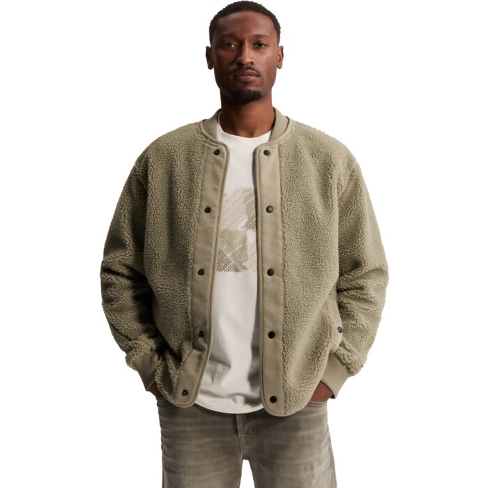 Button jacket relaxed fit sherpa Abbey Stone