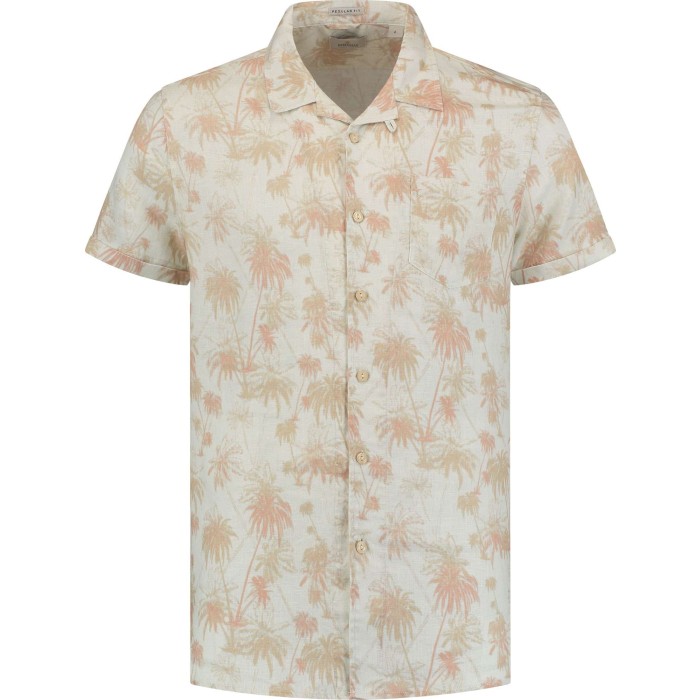 Resort shirt s/s aqua palm linen sand