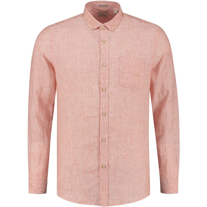 Shirt button down linen orange melange