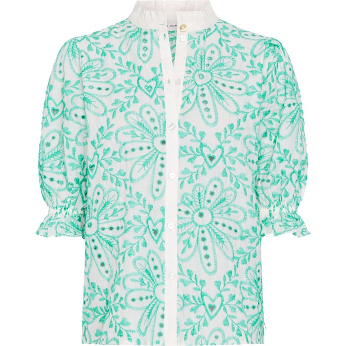 Meggy broderie blouse green embro