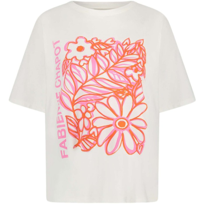 Fay bloom pink t-shirt ecru