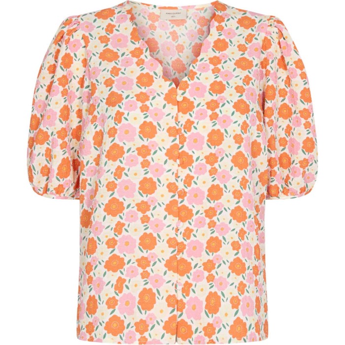 Maty blouse off white & orange printed