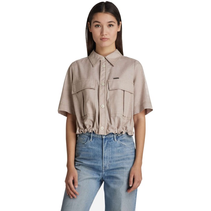 Cropped field shirt sand