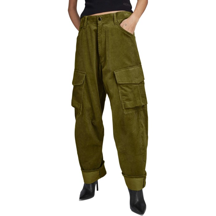Cargo cord 3d bf pant wmn dark olive