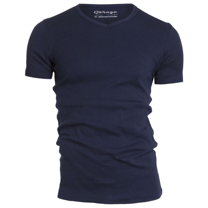 Basis t-shirt v-hals semi bodyfit blauw