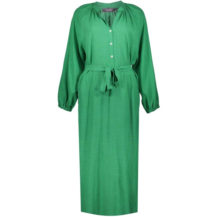 Dress green viscose-linen
