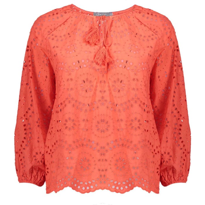 Top coral broderie
