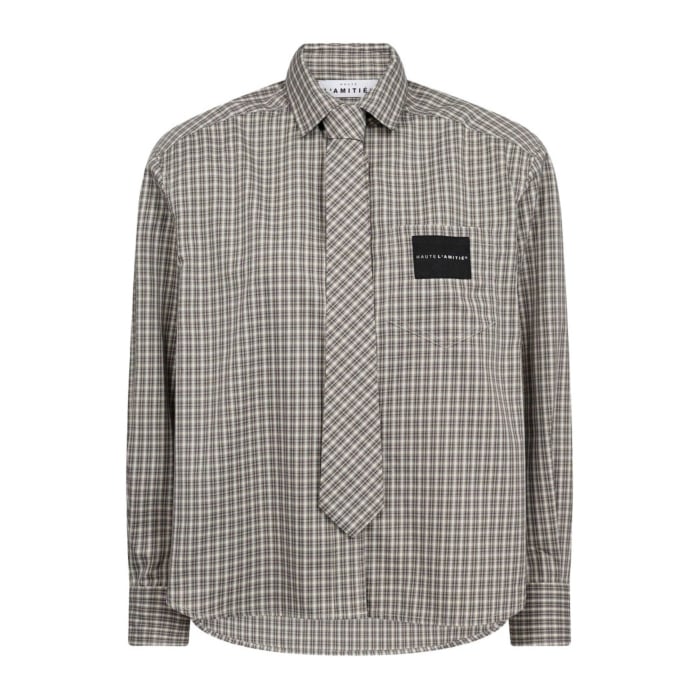 Chess Tie Shirt Beige