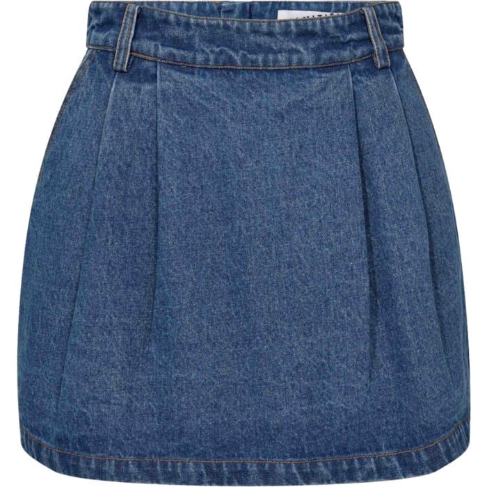 Denim Pleat Skirt Denim Blue