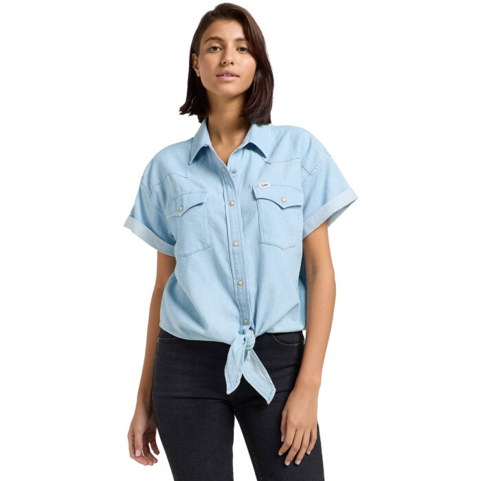 Crop tied western shirt light mood