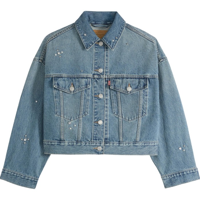 Loose crop trucker jacket trip on drip