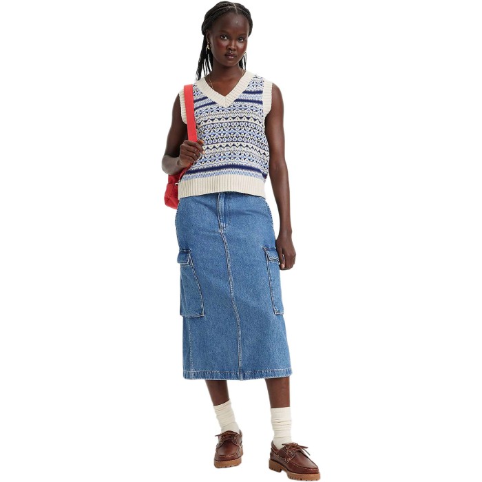 Cargo midi skirt cause and effect mid blue denim