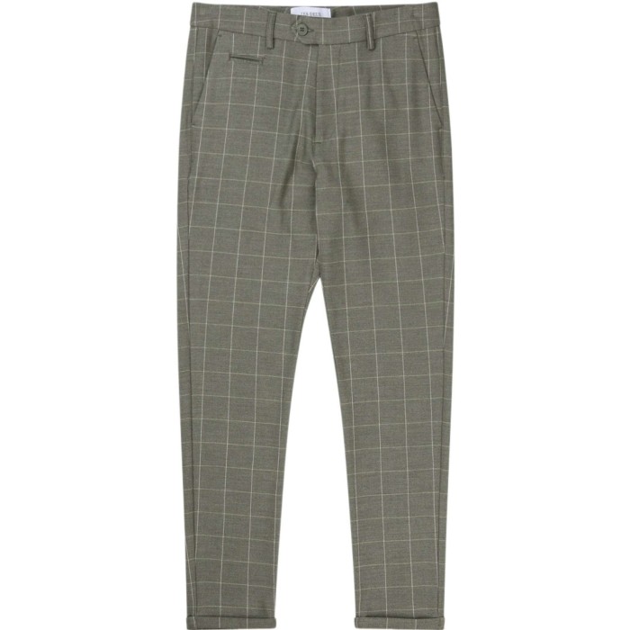 Como check suit pants olive night