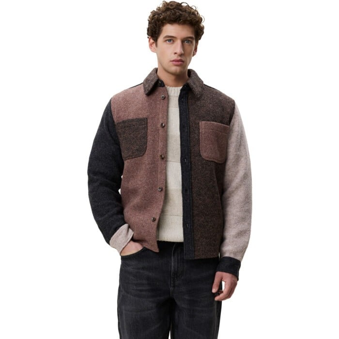 Wool Colourblock Overshirt Mole Brown