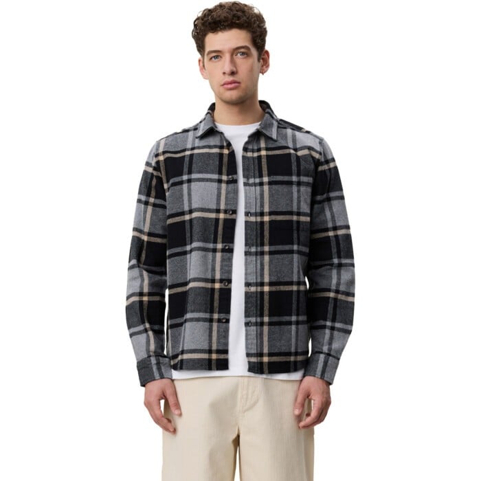 Check Flannel Shirt Grey Melange