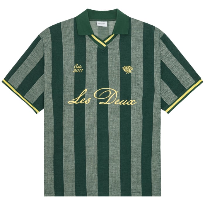 Stripe jacquard football jersey pine green