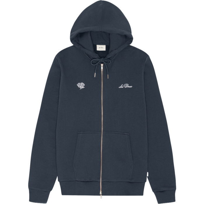Deux zipper hoodie india ink blue