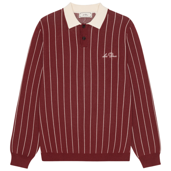 Signature knitted l/s polo Chocolate truffle red