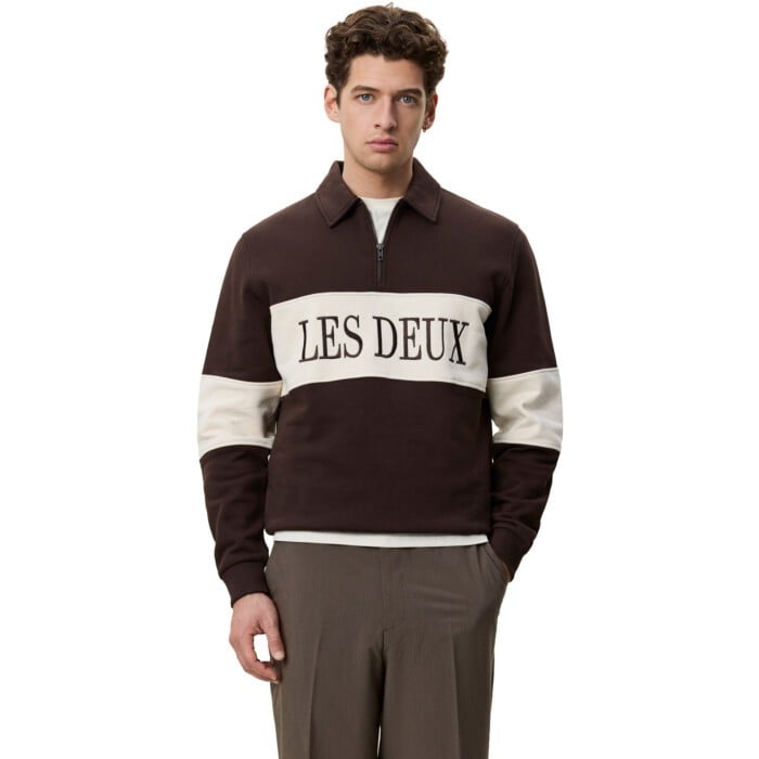Zipper Rugby Sweatshirt Mole Brown