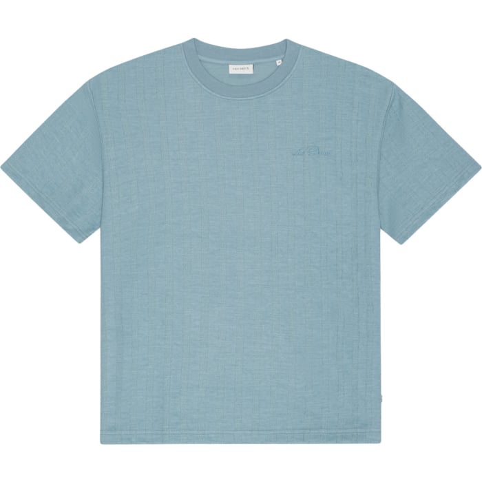 Stripe jacquard t-shirt faded denim blue