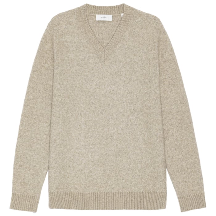 Melange V neck knit light sand melange