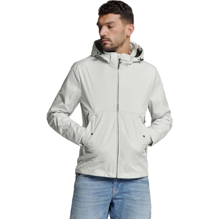 Jacket Mid Long Hood Detachable Chalk