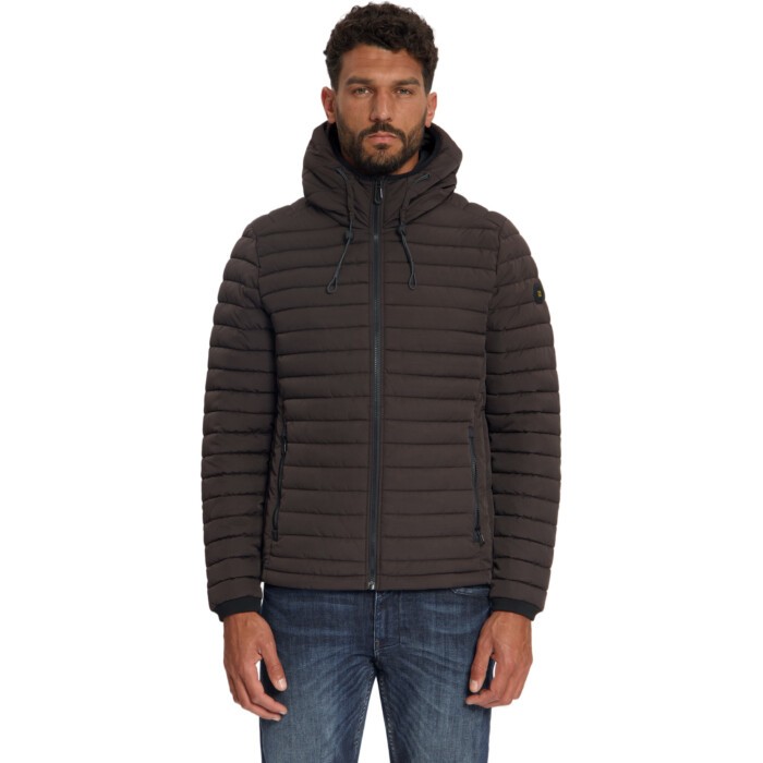 Jacket Hooded Short Fit Padded Dark Brown