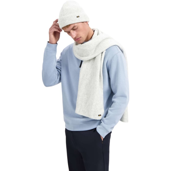 Beenie + Scarf Rib Knit Set Grey Melange