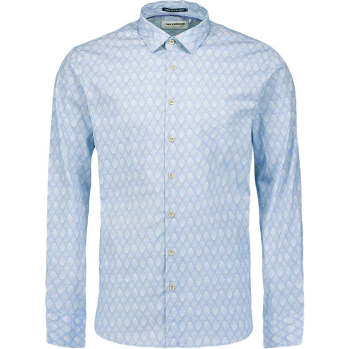 Shirt Stretch Allover Printed Blue